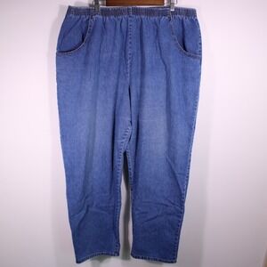 VTG Avon Style Jeans Womens 3XL Elastic Waist Pull On Retro USA Made Denim 38x28